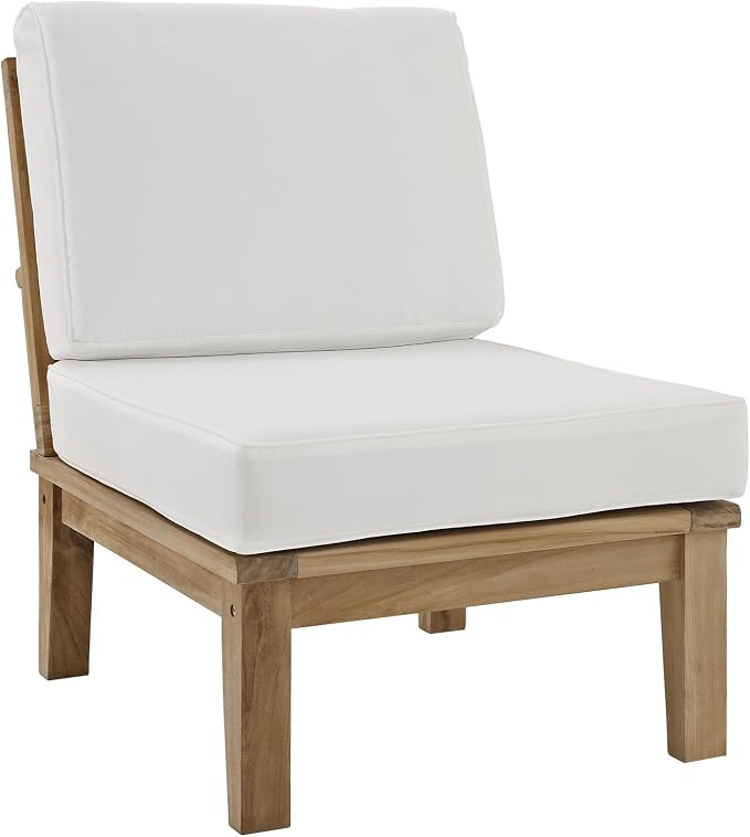 Modway EEI-1480-NAT-WHI-SET Marina Premium Grade A Teak Wood Outdoor Patio Furniture Set, 10 Piece, Natural White