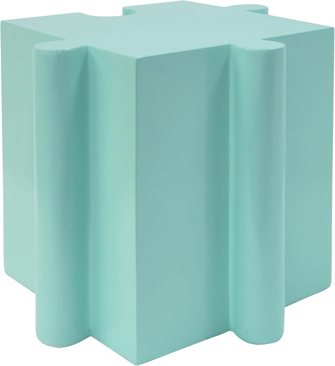 Christopher Knight Home Daton Interlocking Puzzle Outdoor Side Table, Lightweight Concrete Patio Coffee Table, Convex Edge MGO Modular End Table, Creative Set Up for Indoor&Outdoor Use, Mint Green