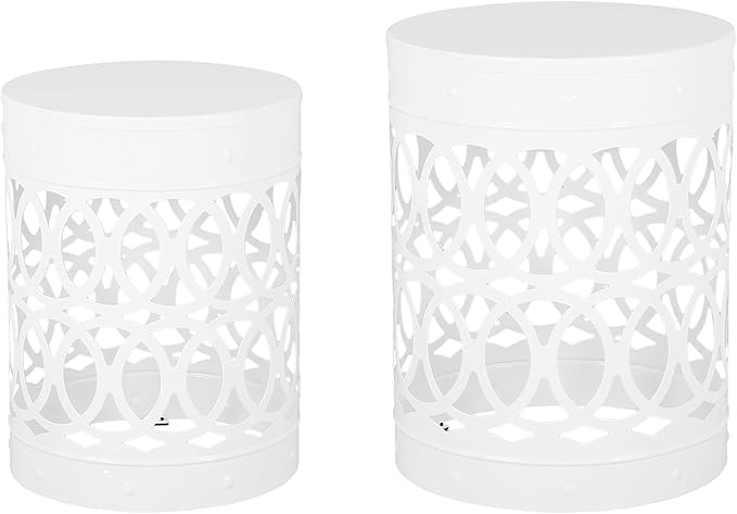 White Metal Side Table Set of 2