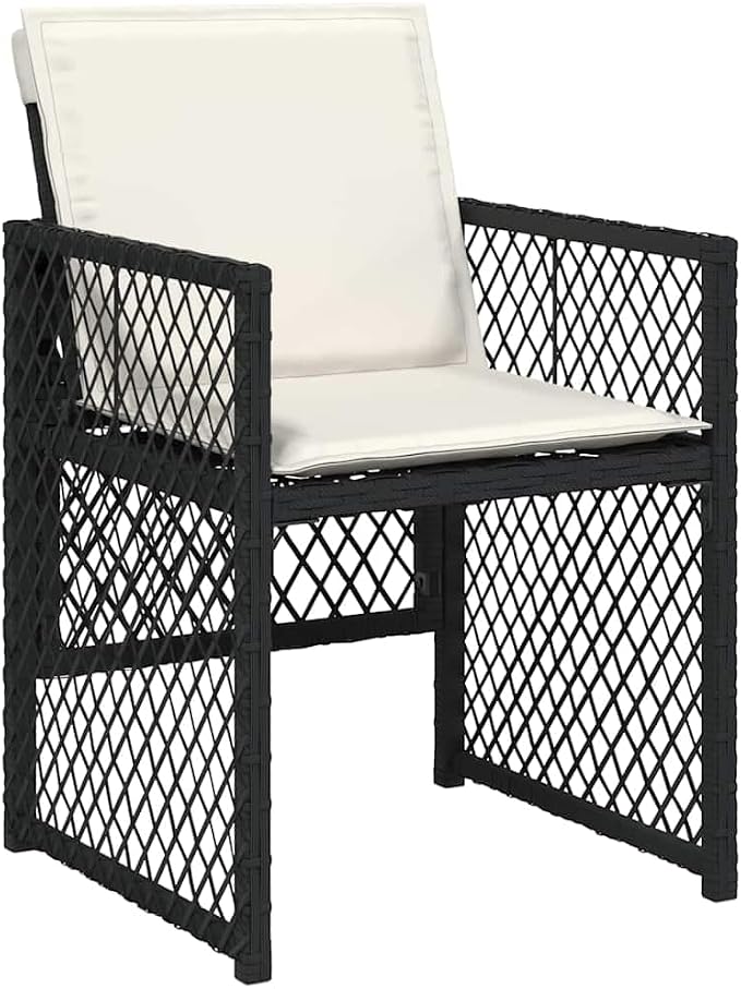 15-Piece Outdoor Dining Set, Poly Rattan and Acacia Wood Patio Table and Chairs for 14 People, Foldable Furniture for Garden, Backyard, Balcony, Black and Cream