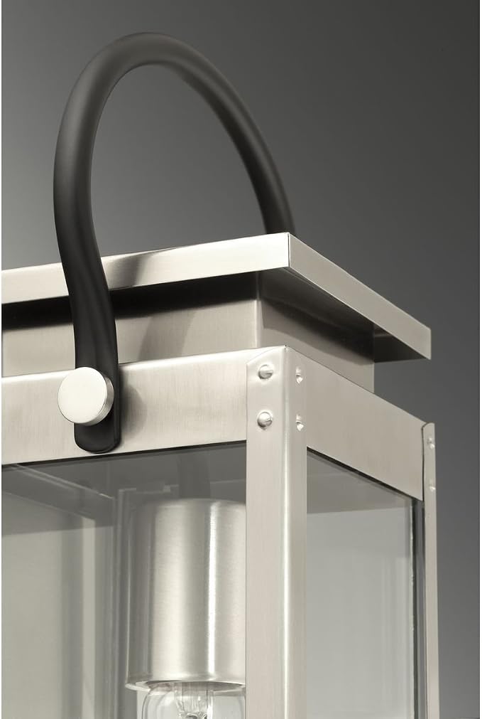 Progress Lighting Union Square Collection 1-Light Clear Flat Glass Farmhouse Outdoor Medium Wall Lantern Light Stainless Steel