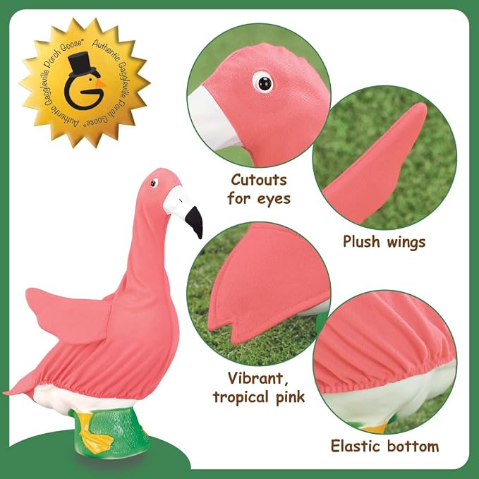Gaggleville Flamingo Goose Outfit, Fits Large 23" H Statue, by Fox | Valley Traders