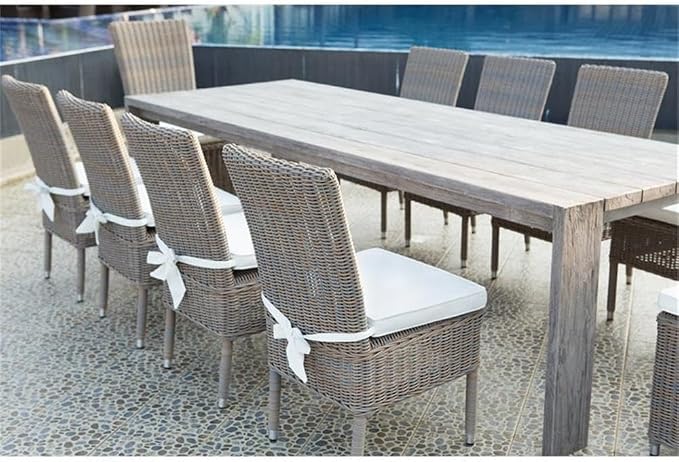 Pemberly Row Contemporary Wood Patio Dining Table, Recycled Teak, Natural Finish, 108.25 x 39.11 x 30.5 in, Modern Outdoor Table for up to 10 Chairs, Durable Design Suitable for Patio or Commercial