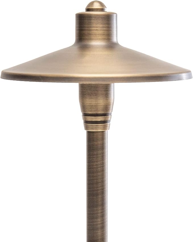 G2 12V Brass Path Light (24"" Tall) & 3W 2700K G4 LED Bulb | Low Voltage, 300 Lumens of Warm White Light, Illuminates 12-Foot Diameter Area, Ideal for Walkway Garden Patio or Driveway
