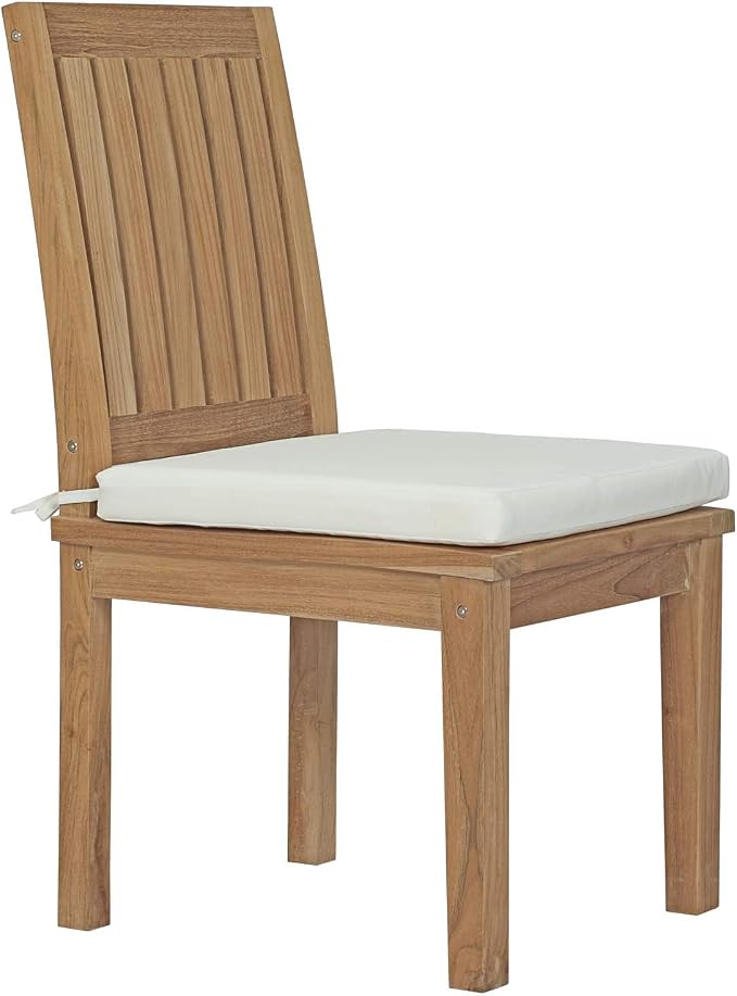 Modway Marina Premium Grade A Teak Wood 7 Piece Patio Teak Outdoor Dining Set in Natural White