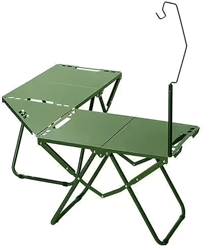 Outdoor Multifunctional Folding Grill Table, Portable Foldable Tactical Combinable Table and Chair, Camping Lamp Stand for Household, Camping, Fishing, BBQ, Picnic