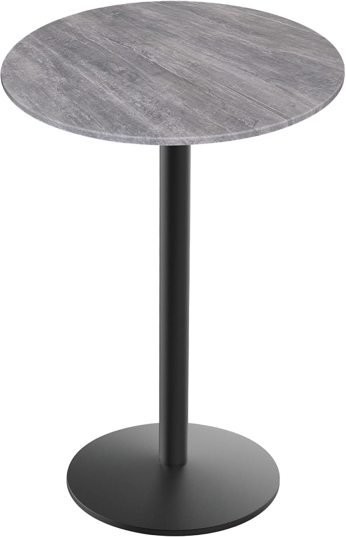 Holland Bar Stool Co. 36" Tall OD214 Indoor/Outdoor All-Season Black Wrinkle Table with 32" Diameter Greystone EuroSlim Top