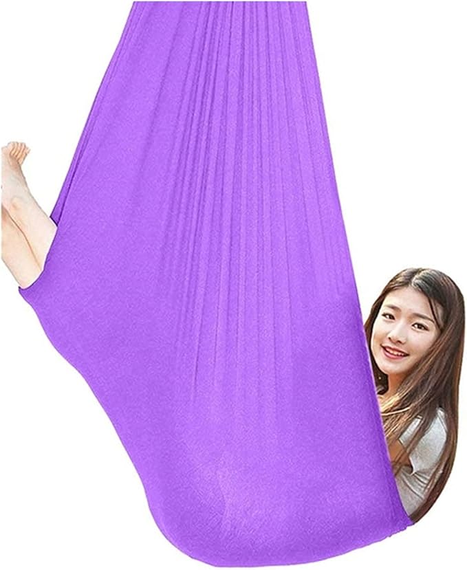 Physical Sensory Swing Chair for Bedroom，Breathable Snuggle Hammock Set Indoor Outdoor Kids Toys Play for Autism ADHD Vestibular System Exercise (Color : Light Purple, Size : 100x280cm/39x110in)