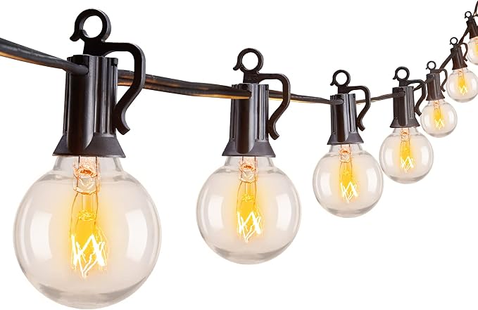 Brightown Outdoor String Lights 55FT Patio Lights with 50 Edison Glass Bulb | IP65 Waterproof, Dimmable, Connectable Outside Light for Backyard Porch Balcony Party Christmas Decoration, Warm White