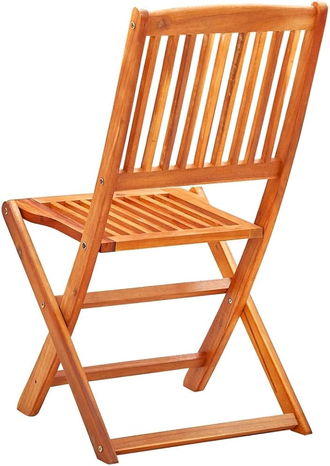 Outdoor Dining Set Brown Round Solid Eucalyptus Wood 23.6 x 23.6 x 29.5 in Foldable 2 Chairs 1 Table Bistro Patio Furniture for Balcony Garden Backyard