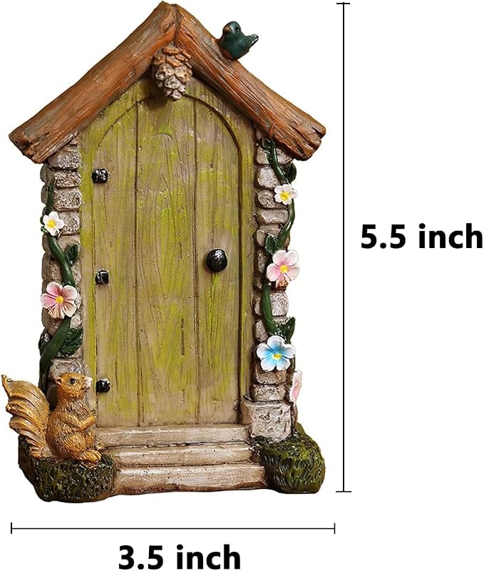 Fairy Door for Trees Outdoor - Garden Accessories, Miniature Decor, Magic Enchanted Tree Stump Resin Wall Hanging Gifts