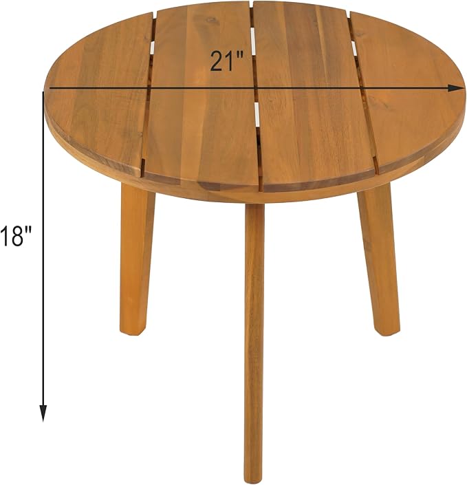 Christopher Knight Home Esther Small Outdoor Round Side Table, Slat Panel Coffee Table, Acacia Wood Side Desk for Backyard Balcony Garden, Weather Resistant Small Patio End Table, Teak