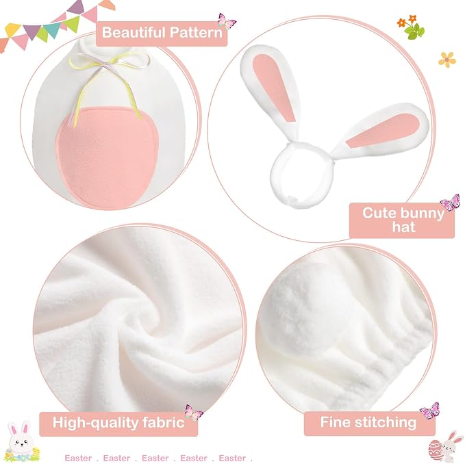 FuWeave Goose Outfit for 17" Baby Goose Lawn Porch Clothes for Outdoor Patio Yard Lawn Art Decoration (Pink White,17inch,Easter Bunny)