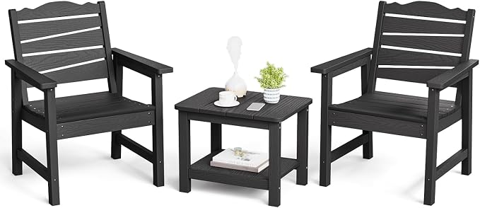 18" Outdoor Side Table, 2-Tier Patio Side Table, Weather Resistant, Easy Assembled, HIPS Adirondack Side Table for Backyard, Pool, Indoor