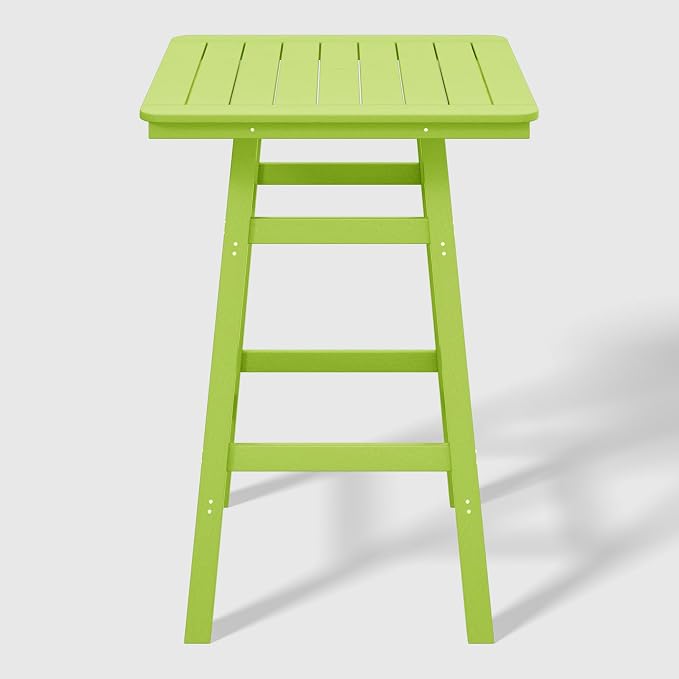 WestinTrends Malibu Square Outdoor Patio Bistro Bar Table with Umbrella Hole 42" Tall, Lime