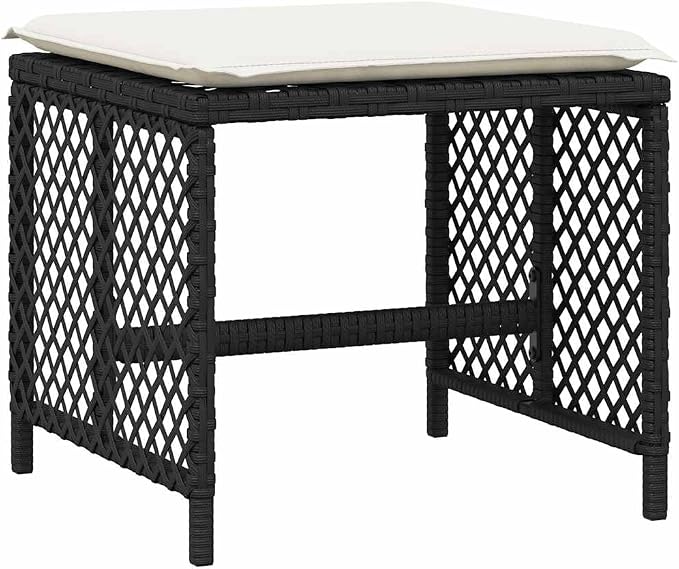 13-Piece Garden Dining Set, Modern Poly Rattan Outdoor Patio Furniture with Large Rectangular Table, 8 Chairs and 4 Stools for 12 People, Black and Cream White