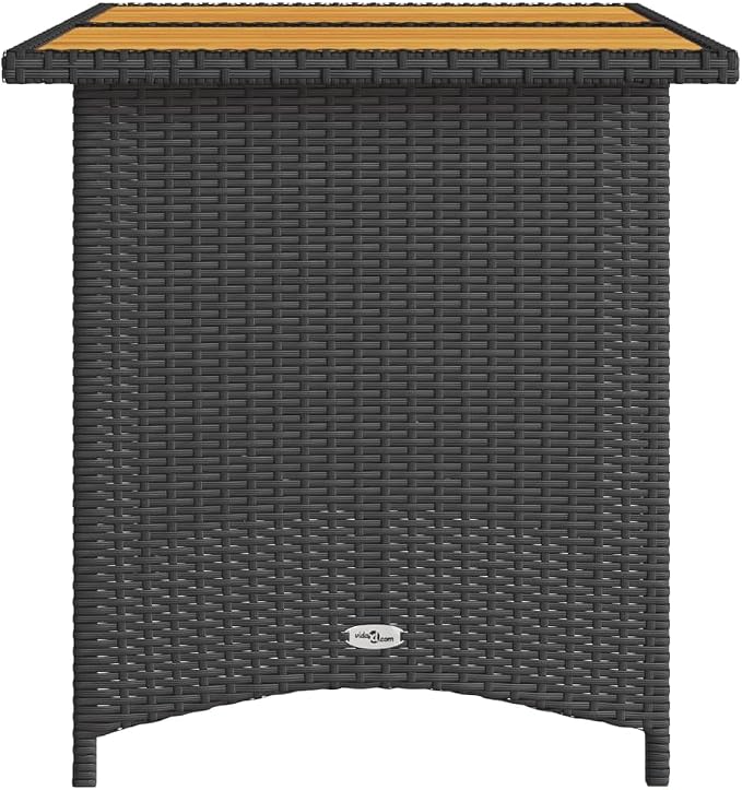 Outdoor Garden Table with Black Powder-Coated Steel Frame and Natural Acacia Wood top, Sturdy Outdoor Dining Table for Patio, Balcony, Backyard, Weather Resistant and Easy Maintenance