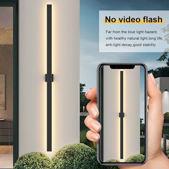 Aipsun 79in Black Outdoor Wall Sconce 3000K 4000K 6000K Modern Exterior Light 1 Pack, Long LED Linear Wall Light Outside Lighting for Entrance, Hallway, Garage, Porch(3CCT)