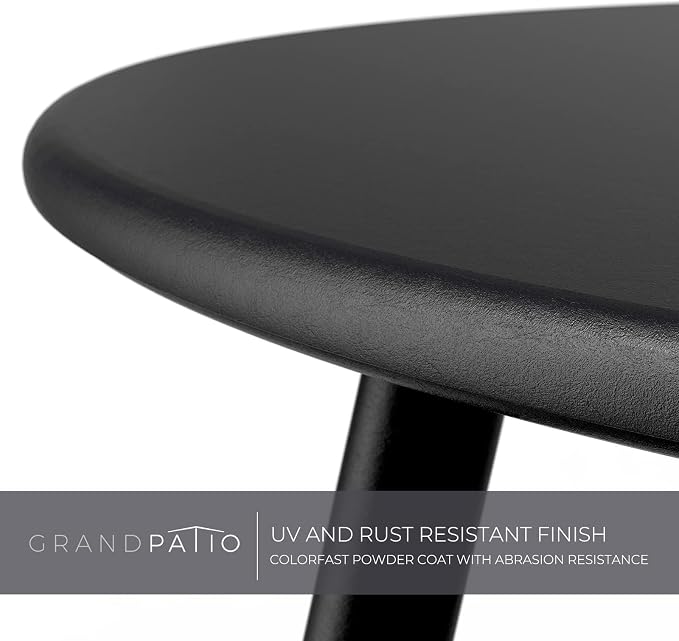 Grand patio Outdoor Side Table, 18-inch Small Round Side Table with Adjustable Feet, Elegant Patio Furniture for Balcony Porch Deck Poolside, Black