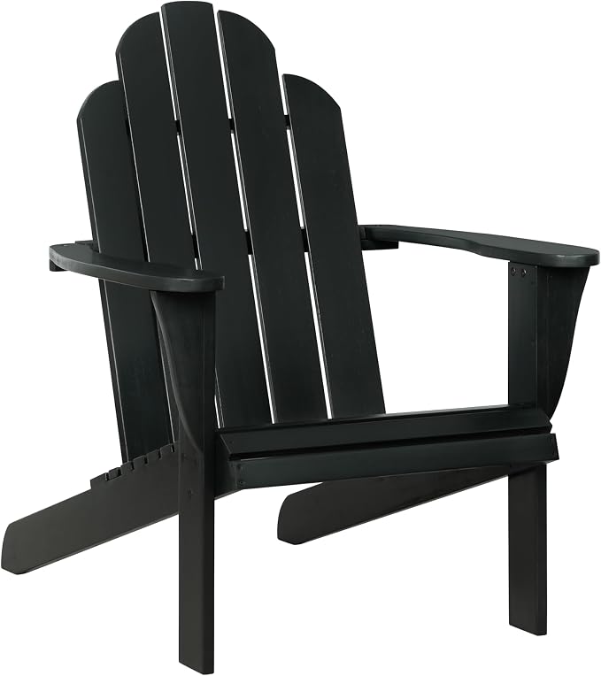 Linon Jayce Black Solid Wood Adirondack Two Piece Chair and Side Table Set
