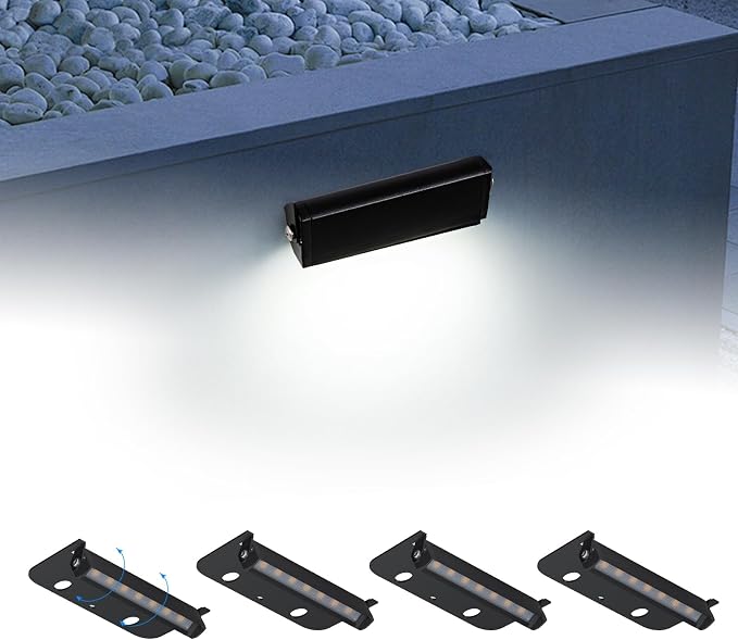 Black 4-Pack 4inch 1.8W 5000K Daylight White Hardscpe Lighting | 12V AC/DC Retaining Wall Lights,Low Voltage Landscape Lighting,Hardscape Paver Light,Outdoor Step Lights