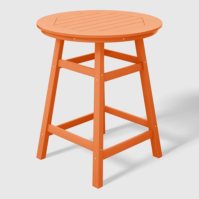 WestinTrends Outdoor 35" HDPE Round Patio Counter Height Bar Table, Orange
