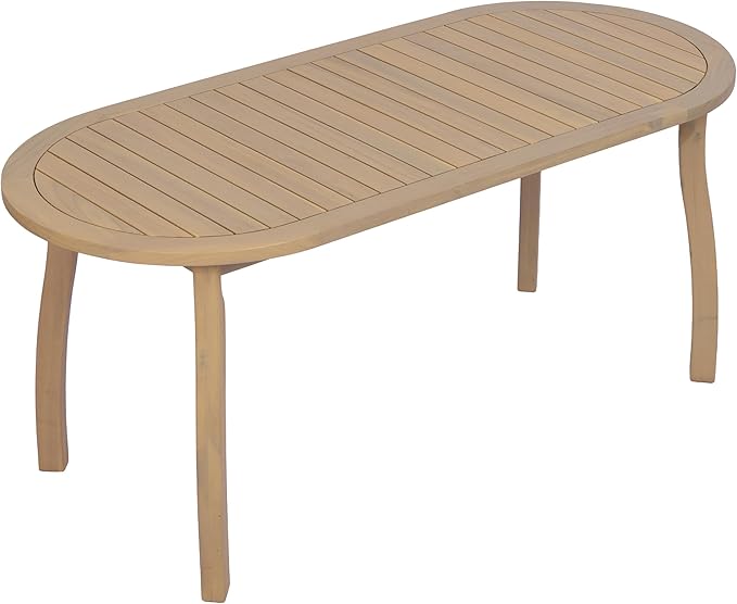 Christopher Knight Home Chuse Acacia Wood Dining Table Set for 6, Solid Wood Outdoor Dining Set for 6, 7 Piece Oval Patio Dining Table and Chair Set with Wicker Seat & Back, Light Gray + Light Teak