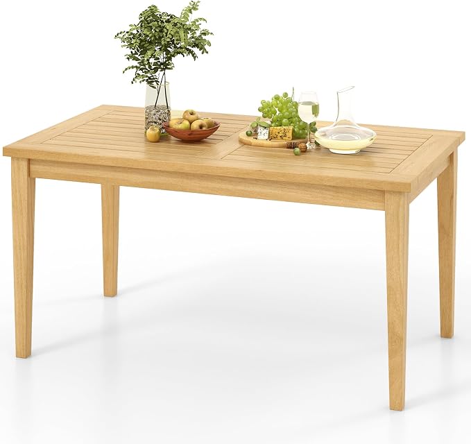 Tangkula Outdoor Teak Wood Coffee Table, Premium Solid Wood Patio Side Table w/Slatted Tabletop, Patio Furniture, 35.5" x20” Rectangular Tea Cocktail Table for Balcony, Lawn, Deck, Backyard, Poolside