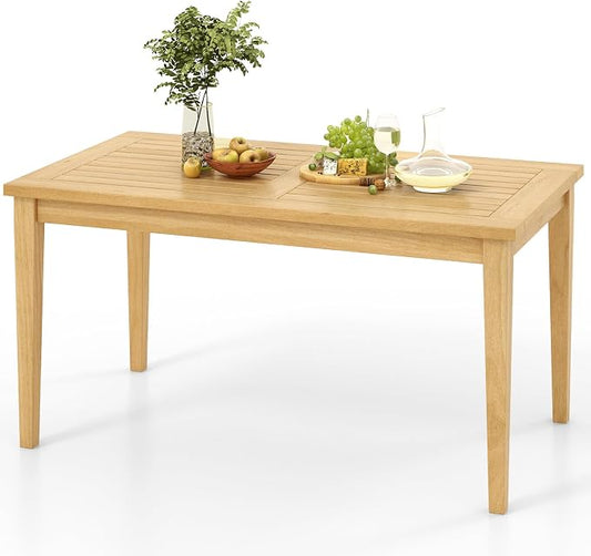 Tangkula Outdoor Teak Wood Coffee Table, Premium Solid Wood Patio Side Table w/Slatted Tabletop, Patio Furniture, 35.5" x20” Rectangular Tea Cocktail Table for Balcony, Lawn, Deck, Backyard, Poolside