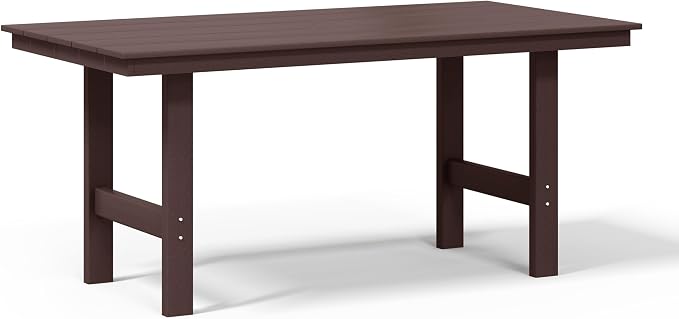 WestinTrends Ashore 6-Piece Outdoor HDPE Patio Dining Table Set with Bench, Dark Brown