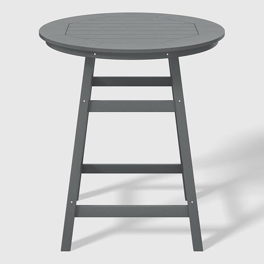 WestinTrends Outdoor 35" HDPE Round Patio Counter Height Bar Table, Gray