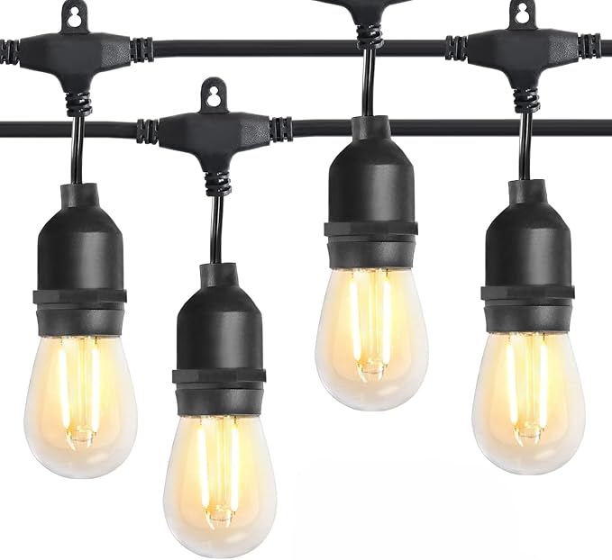 2W 25FT Outdoor String Light,Commercial Grade with 8+1 S14 LED Bulbs | Patio Lights Shatterproof Waterproof,2700K Warm White E26 Dimmable for Balcony Gazebo Porch Fence Garden Camping