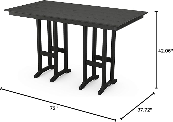 Polywood® Farmhouse 37" x 72" Bar Table in Black
