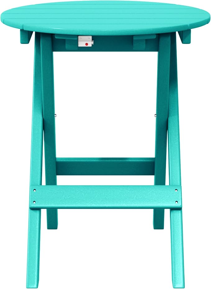 WestinTrends Malibu HDPE Outdoor 24.5 Inch Round Portable Folding Patio Dining Table, Turquoise