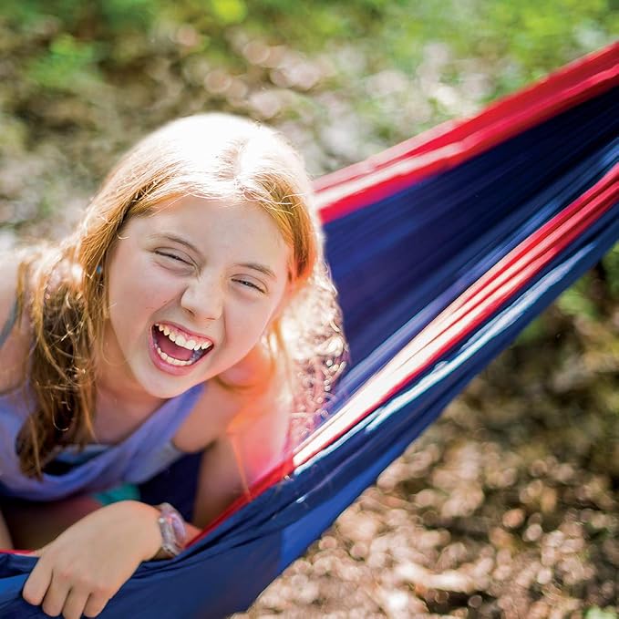 Vivere Parachute Nylon Double Hammock, Navy/Red
