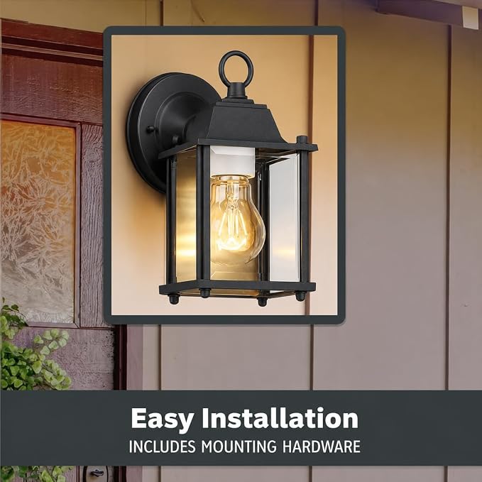 Designers Fountain Ivy Trail Outdoor Light Fixture Pack of 2, 8.25 Inch Exterior Wall Lantern Sconce Set for Front Door, Patio and Porch, Black, D334M-5EW-BK2