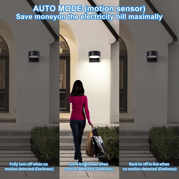 Motion Sensor Outdoor Lights, Aluminum Outdoor Wall Sconce, LED Porch Lights, Exterior Lighting fixtures, Waterproof 3000K/4000K/5000K Front Porch Light for Garage Enterway