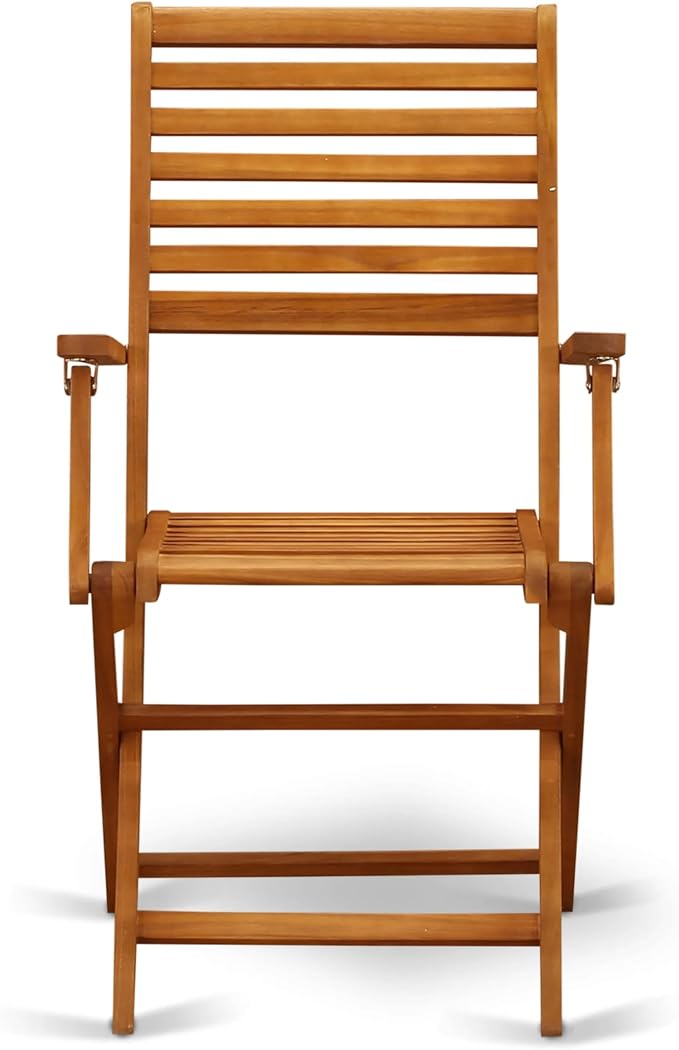 East West Furniture AEBS5CANA 5 Piece Patio Garden Table Set Includes a Rectangle Outdoor Acacia Wood Dining Table and 4 Folding Arm Chairs, 36x60 Inch, Natural Oil