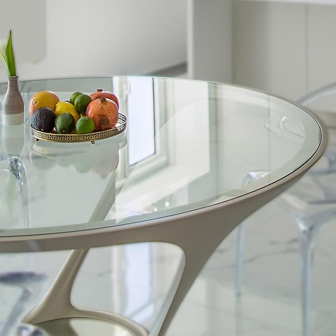 24" Inch Round Glass Table Top 3/8" Thick Tempered Beveled Edge by Fab Glass and Mirror
