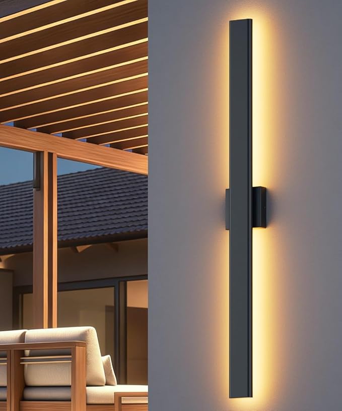 Aipsun Black Outdoor Wall Sconce 3000K 4000K 6000K, 47.2in Modern Exterior Light 1 Pack, Long LED Linear Wall Light Outside Lighting for Entrance, Hallway, Garage, Porch(3CCT)
