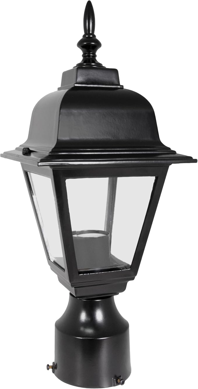 Design House Maple Street Outdoor Post Light with Clear Glass, Wet Rated for Driveway, Patio, and Garden, 507509 | Post Mount, Traditional, Aluminum, Lighting, 507509