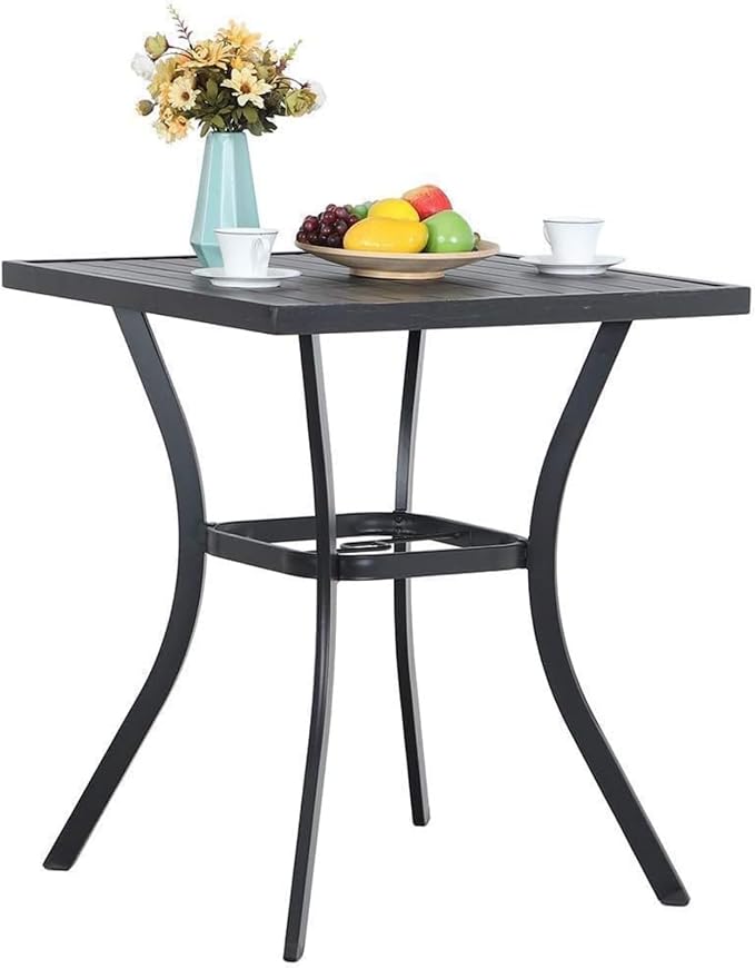 MFSTUDIO 36” Patio Counter Height Bar Table, Square Metal Outdoor Patio Table Heavy Duty, Black