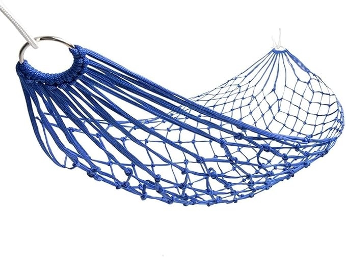 Portable Hammock Swing Bed with Tree Straps - Lightweight Meshy Rope Hammock for Camping and Backyard Relaxation