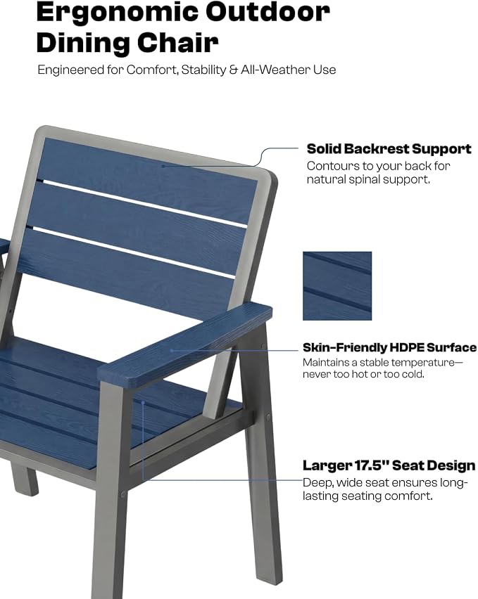 7 Pieces Outdoor Dining Set for 6, Patio Table and Chairs with Umbrella Hole, Aluminum & HDPE Weather-Resistant Furniture for Lawn, Garden, Porch, Balcony, Poolside (Navy)