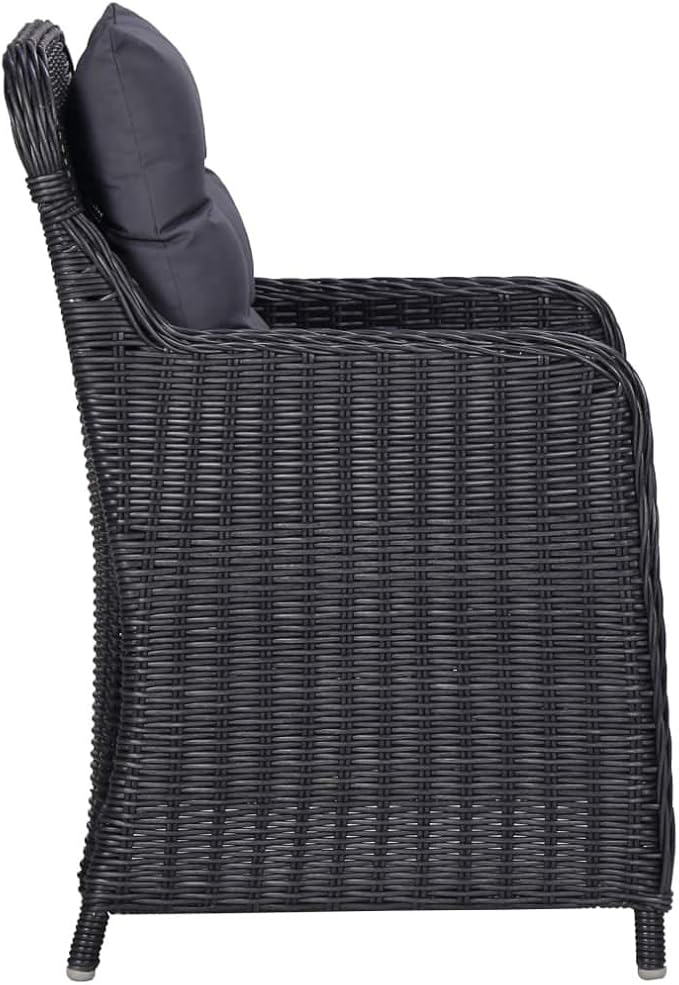 7 Piece Patio Dining Set,Outdoor Bar Table,Patio Bar Set,Modern Outdoor Furniture,Dining Bench with Back,Bistro Set,for Patio Deck Garden,Backyard & Lawn,Black