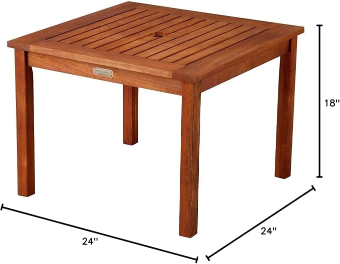 Outdoor Wood Umbrella Side Table End Table Patio Pool Furniture (Natural Finish)