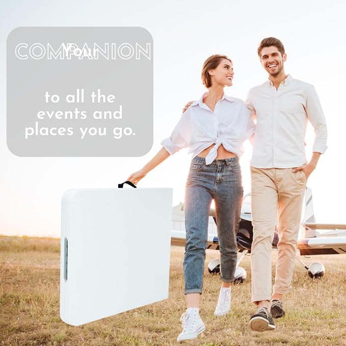 6ft Foldable Heavy Duty Plastic Table - Ideal for Indoor & Outdoor Events: Parties, Picnic, Camping, Weddings, Catering, and Garden Dining - Portable Fold-in-Half Utility Table (White)