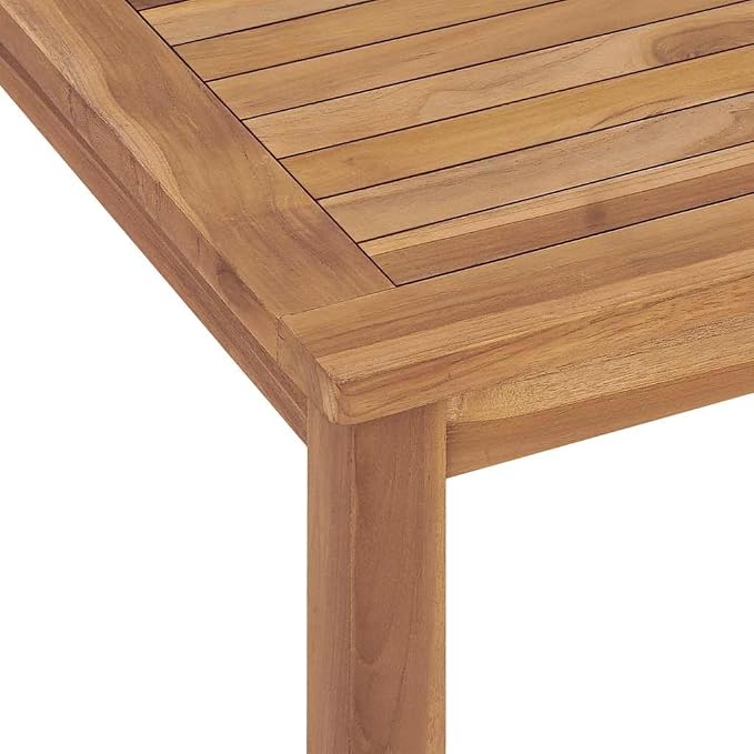 Solid Teak Wood Patio Dining Table, 47.2" x 27.6" Rectangular Garden Table for Outdoor and Indoor Use, Natural Brown Finish Kitchen Table Seats Up to 4 People