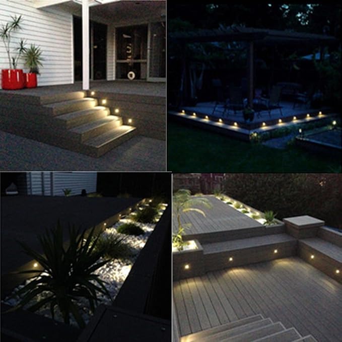 Pack of 30 Warm White Low Voltage LED Deck Lights kit Φ1.38 Outdoor Garden Yard Decoration Lamp Recessed Landscape Pathway Step Stair Warm White LED Lighting, Black