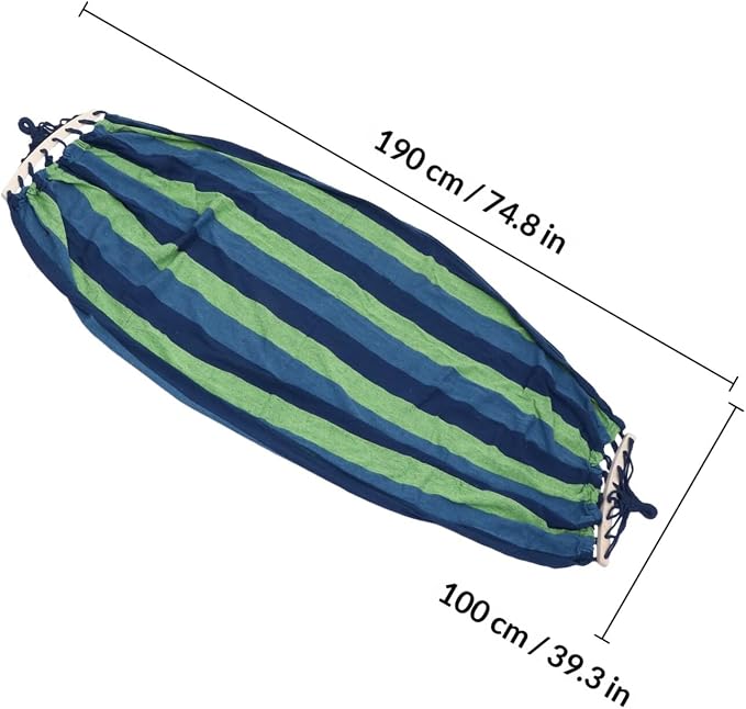 Artibetter Outdoor Travel Hammock Striped Canvas Single Widened 190x100cm Portable Camping Hiking Hanging Swing for Garden Patio Backyard